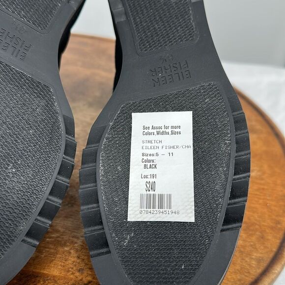 Eileen Fisher Boots Wm 6.5 M Black Knit Sock Wedge Ankle Bootie London Stretch - Picture 9 of 11